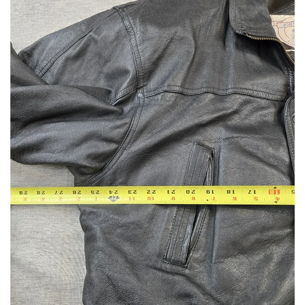 VTG John Ashford Men's Leather Coat Fully Lined High‎ Collar zip Snap Size XL
